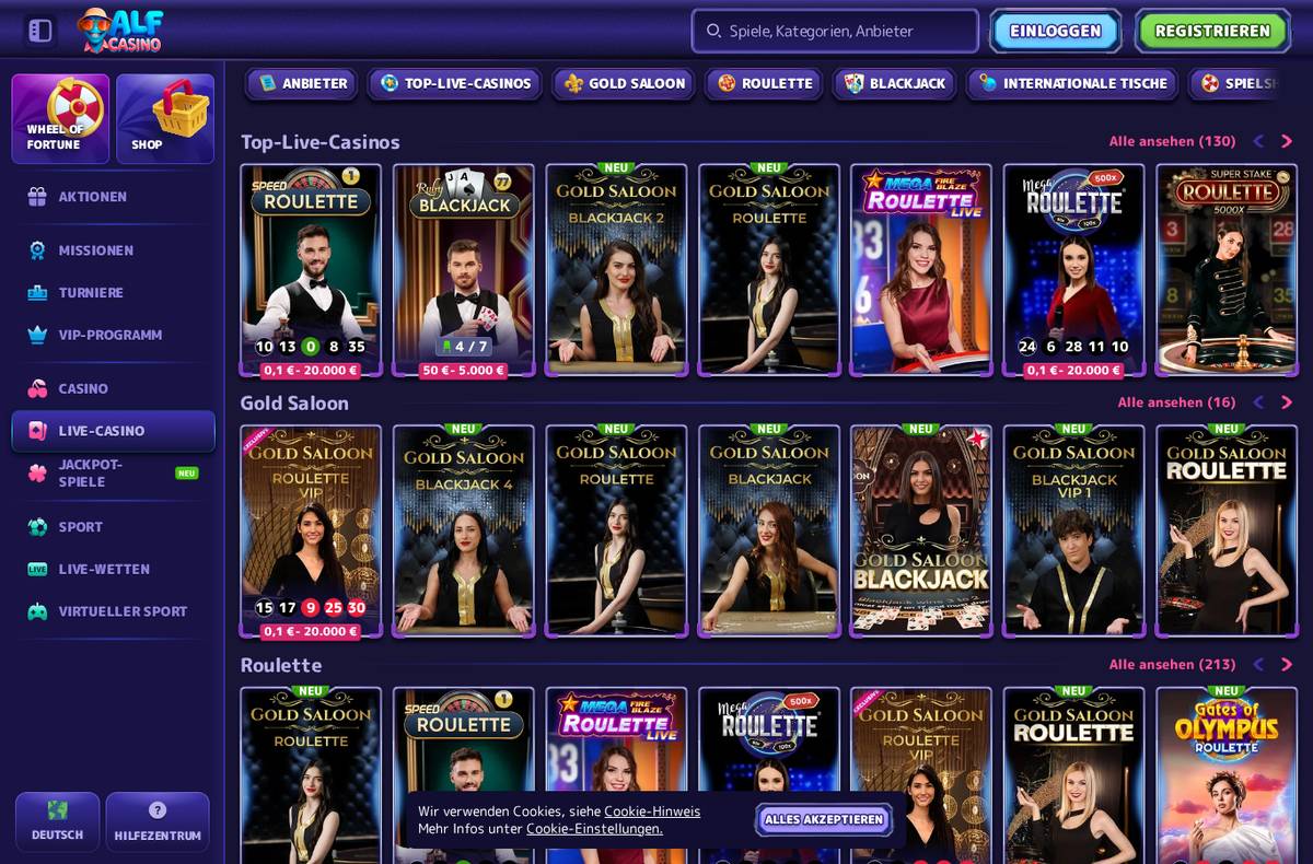 Live-Casino von Alf Casino