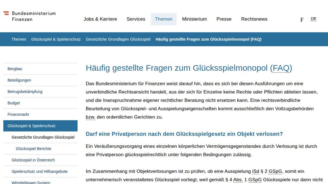 Häufig gestellte Fragen zum Glücksspielmonopol (FAQ)