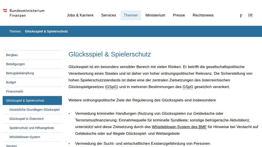 Glücksspiel & Spielerschutz