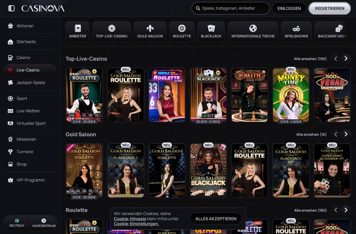 Live-Casino von Casinova