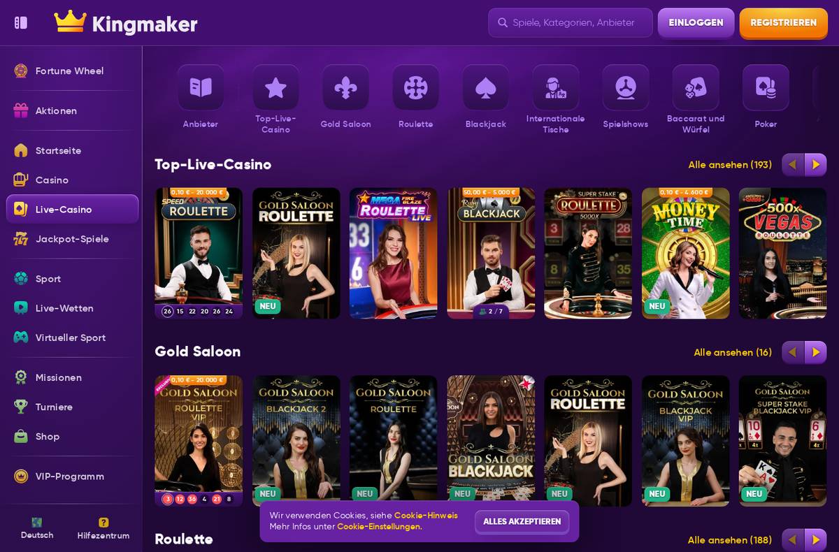 Live-Casino von Kingmaker