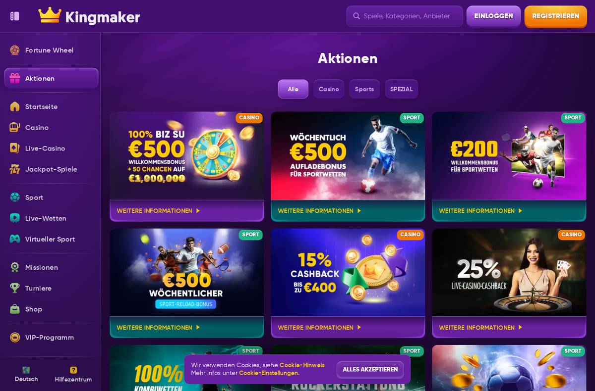 Aktionsseite von Kingmaker