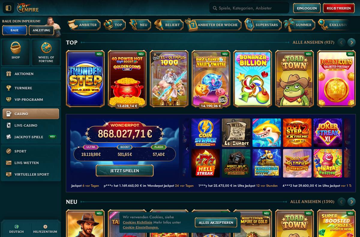 Spielekatalog von MyEmpire