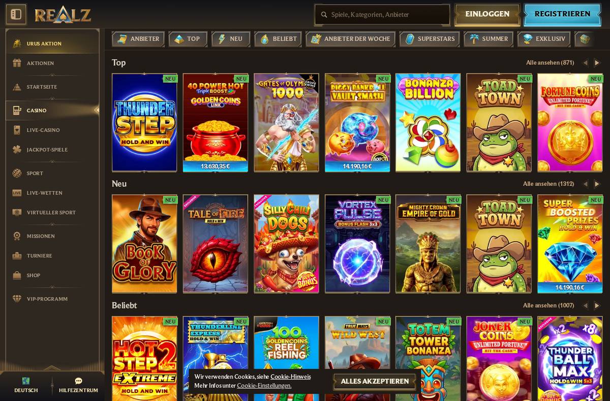 Spielekatalog von Realz