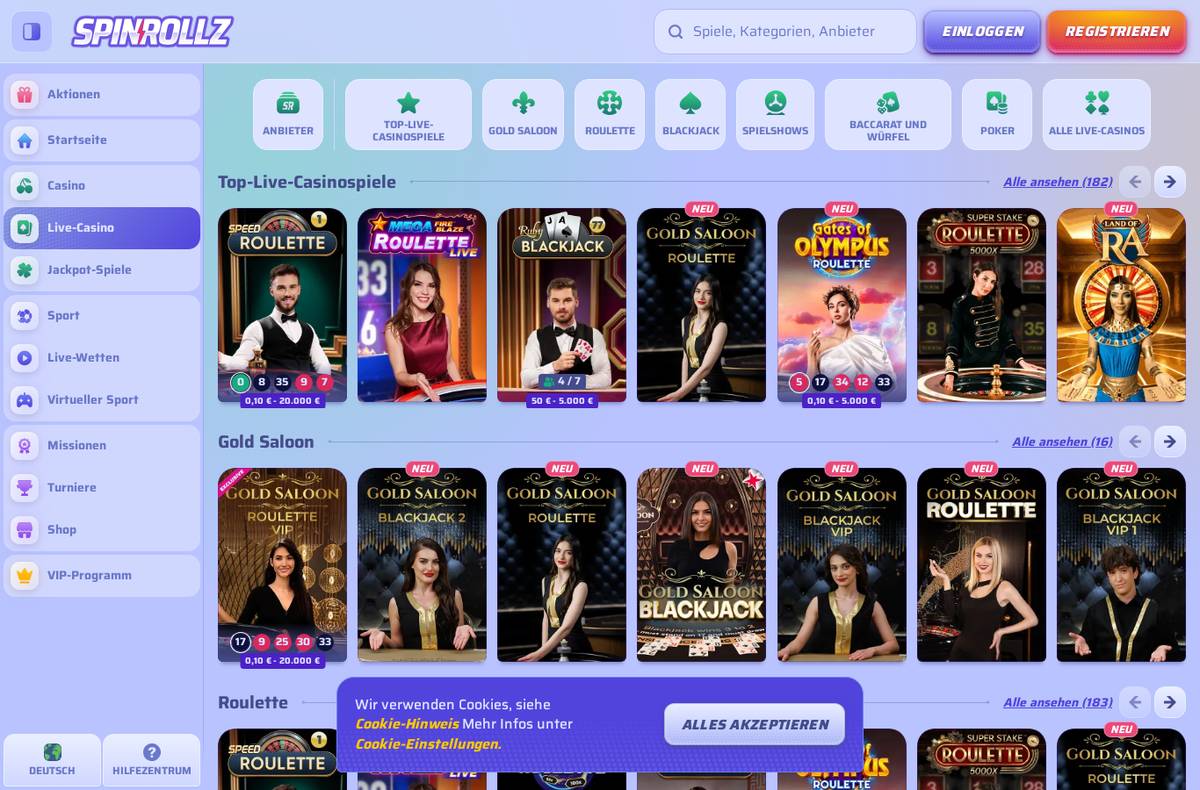 Live-Casino von Spinrollz